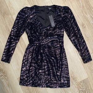 NWT Parker Black Sequin Mini Dress 8